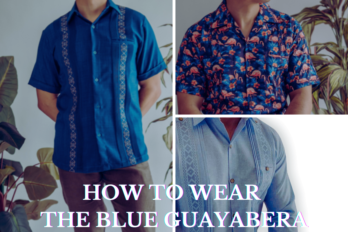 how to wear blue guayabera