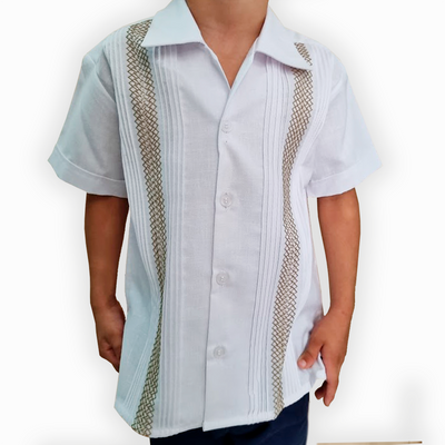 Mexican White embroidered guayabera kids