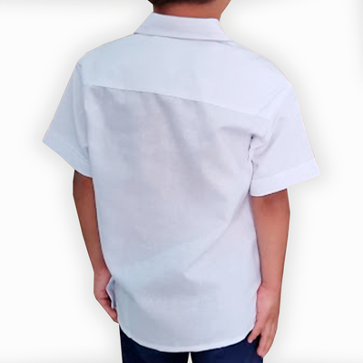 White embroidered guayabera kids shirt