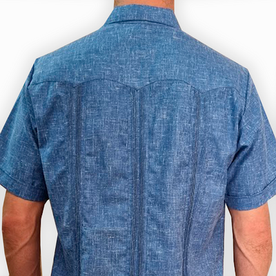 Denim blue guayabera shirt for men