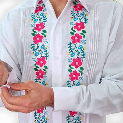 embroidered floral mexican guayabera shirt