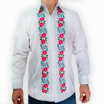 embroidered floral mexican guayabera