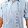 Blue short sleeve embroidered guayabera shirt