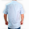 Blue short sleeve embroidered guayabera for men