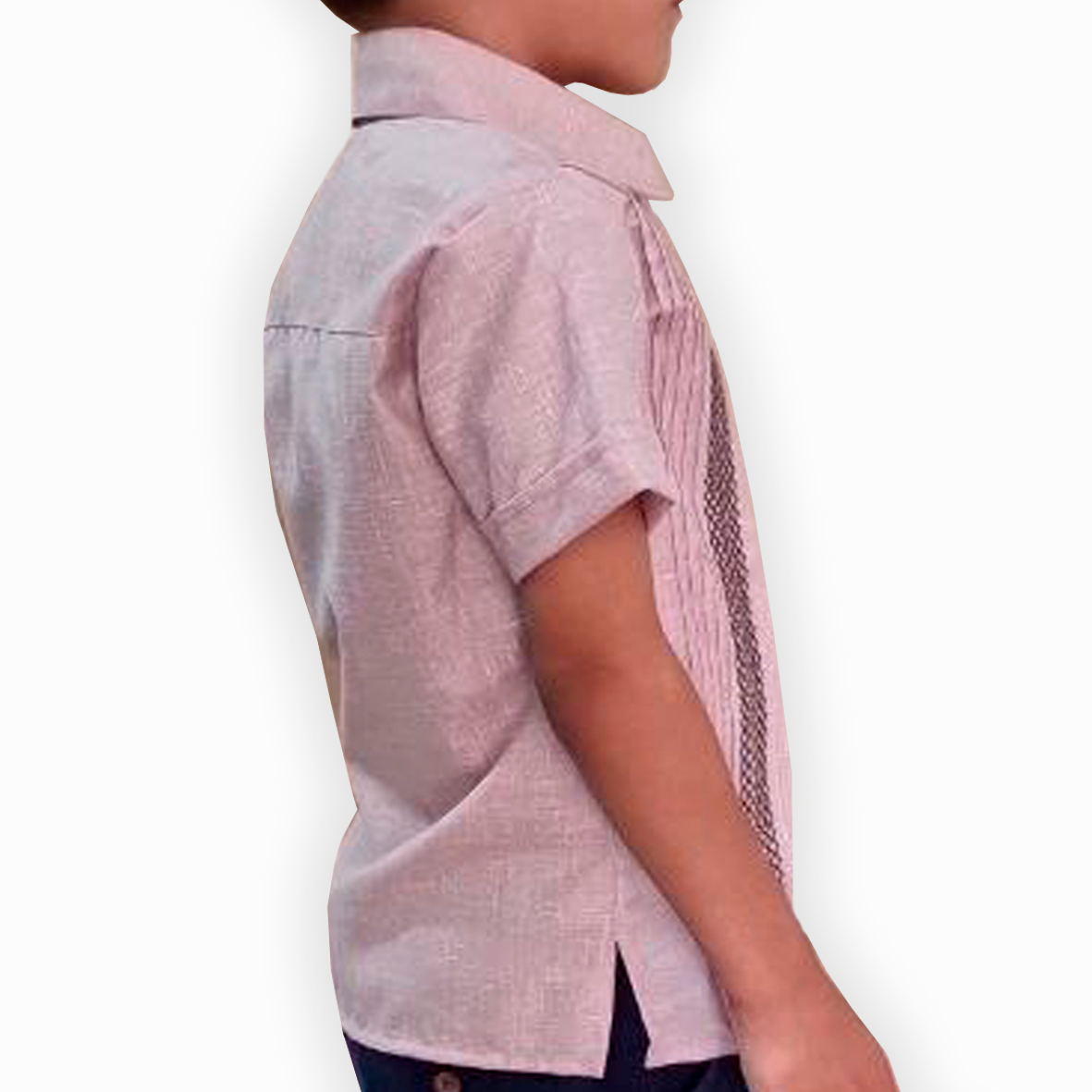 Pink embroidered guayabera kids