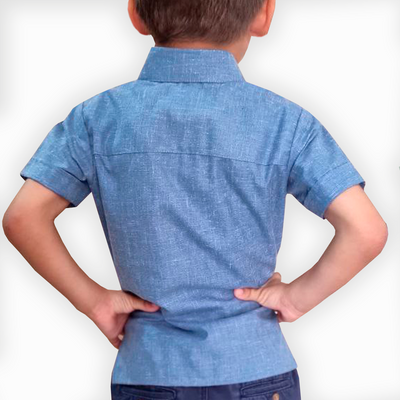 Blue embroidered guayabera kids shirt