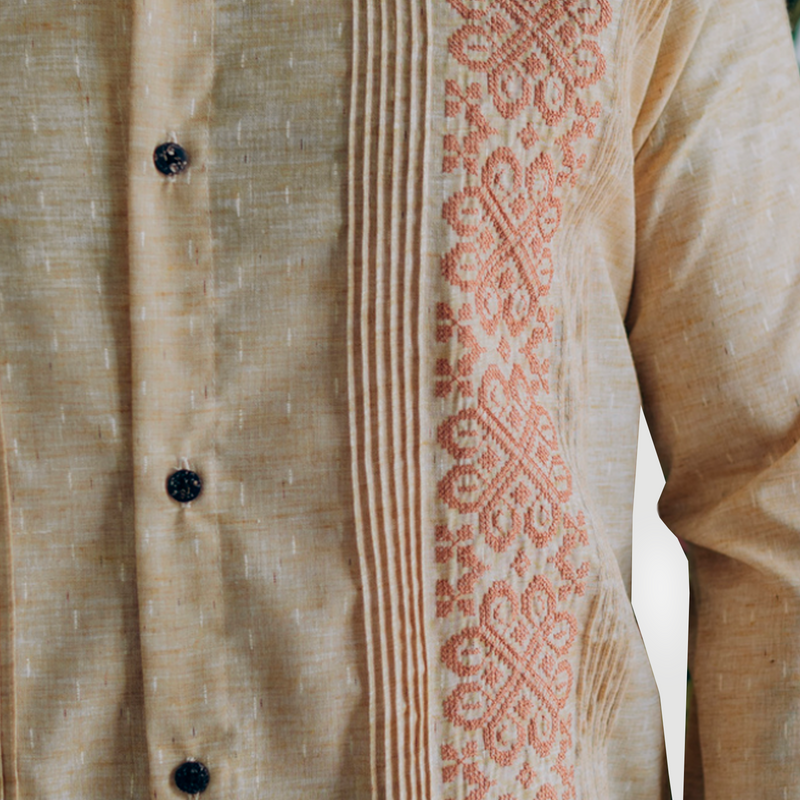 Long sleeve embroidered guayabera