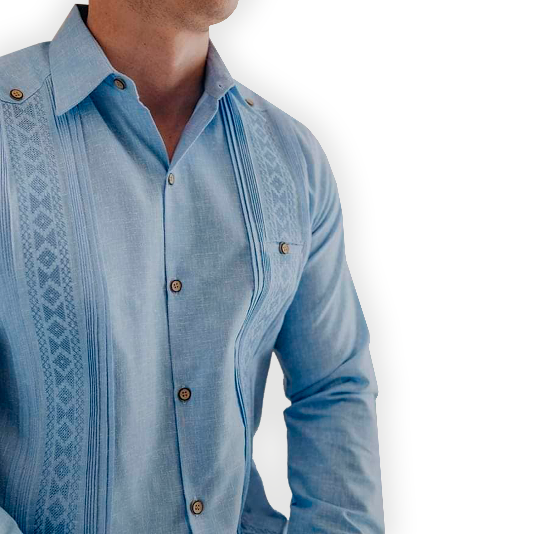 Blue embroidered guayabera