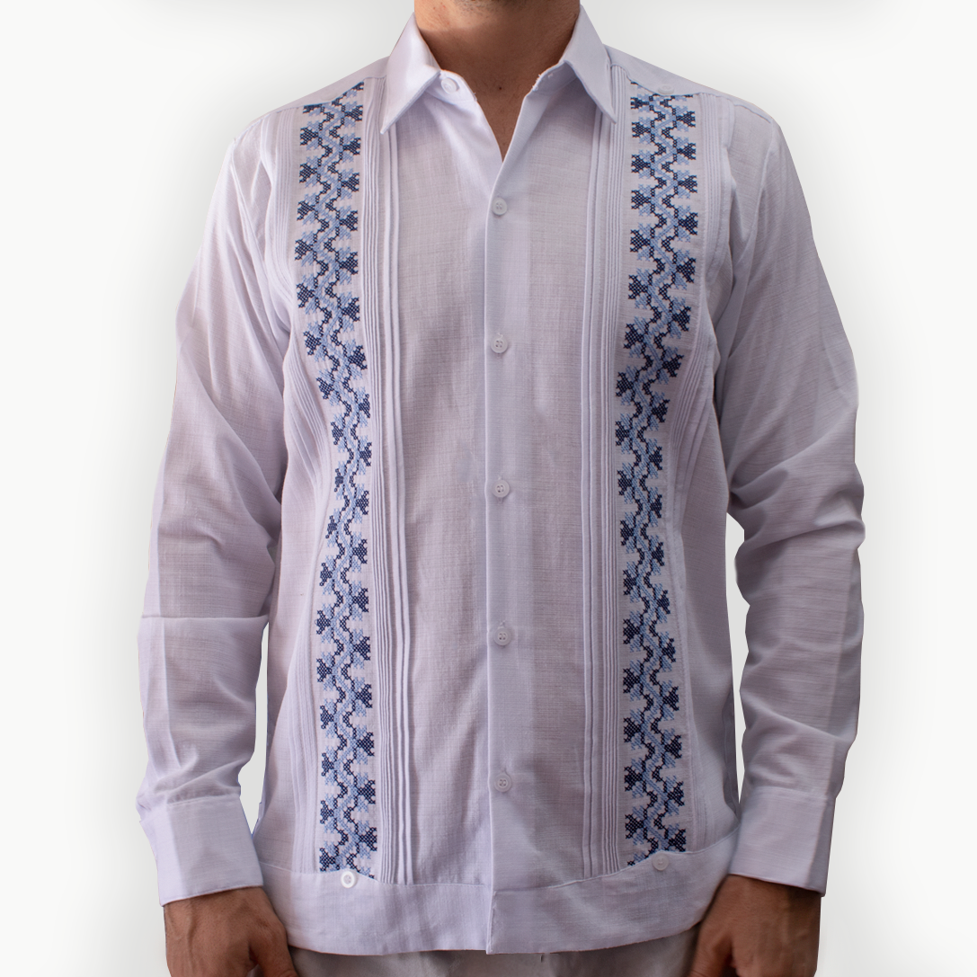 Men's long sleeve guayabera shirts clearance