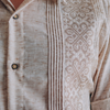 Short sleeve embroidered guayabera beige