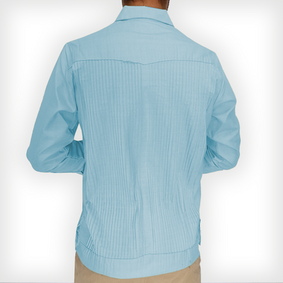 Light blue guayabera shirt for men