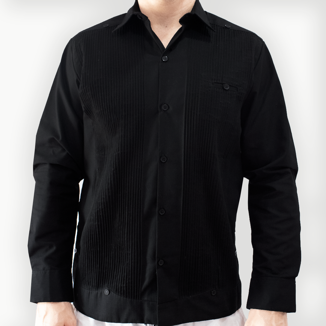 Black guayabera shirt