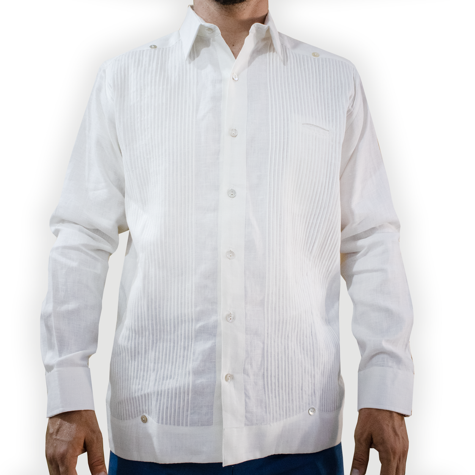 White linen guayabera