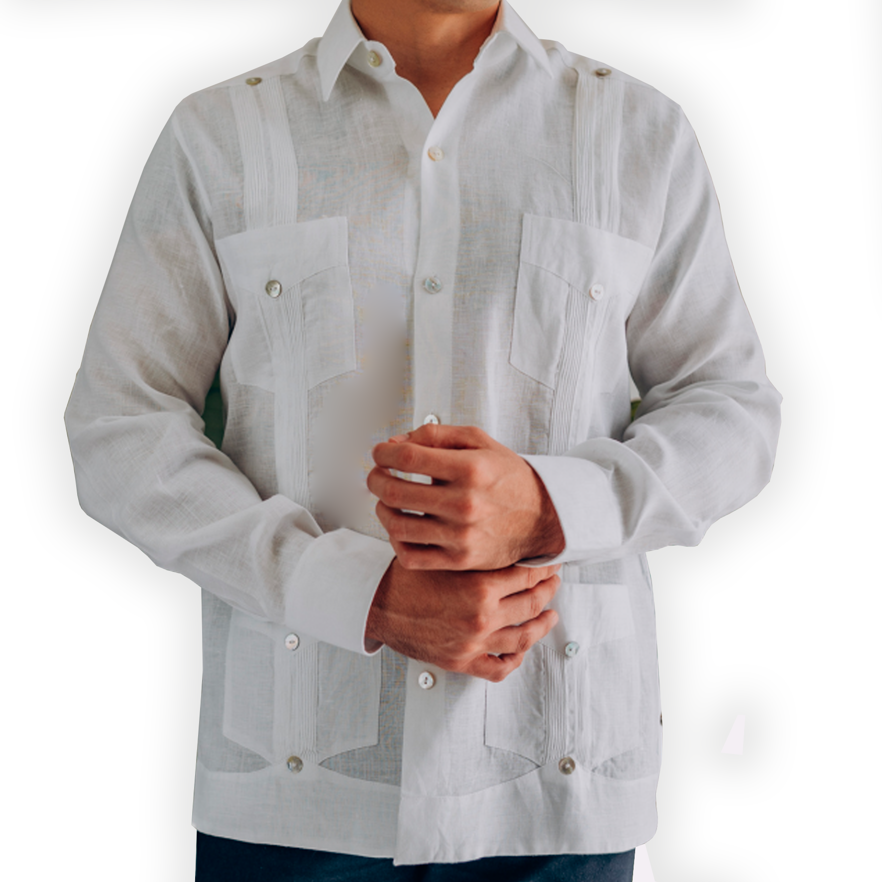 Natural High Quality Linen Presidential Guayabera Shirt