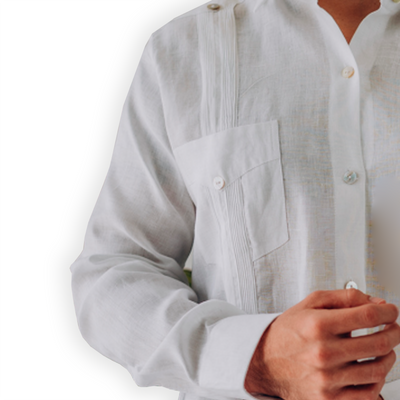 White linen guayabera shirt