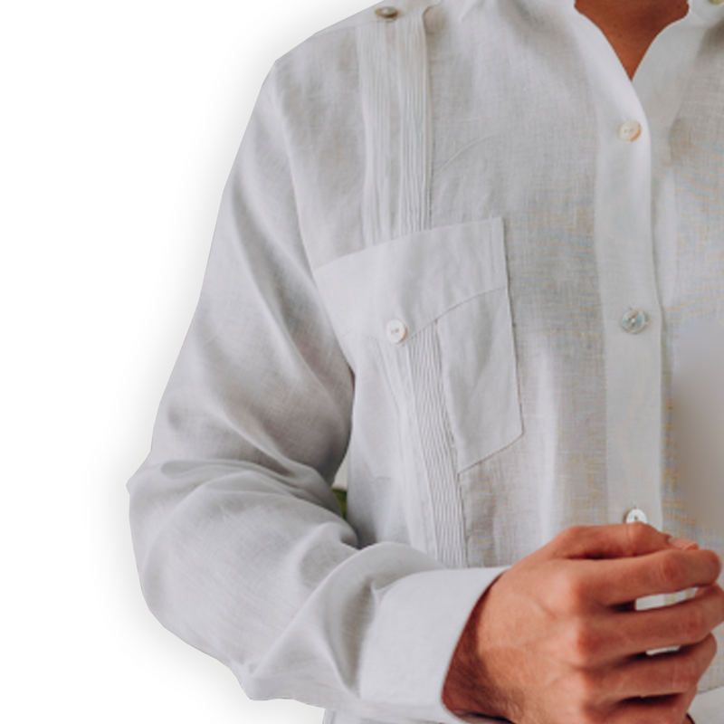 White linen guayabera shirt