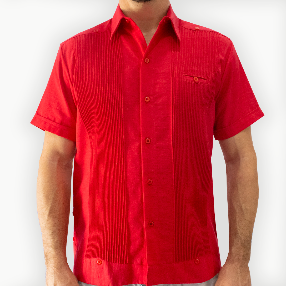 Red guayabera shirt