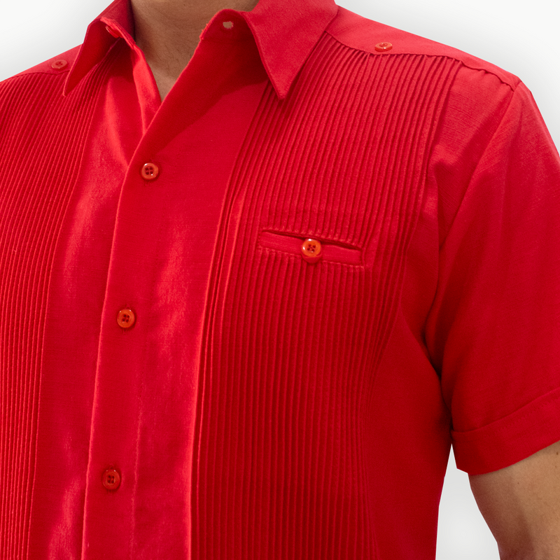 Red guayabera shirt