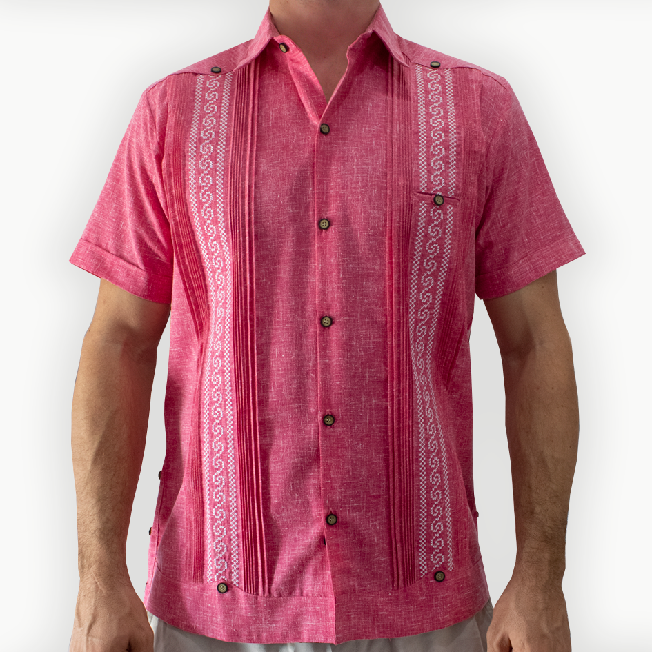 Short sleeve embroidered guayabera shirt
