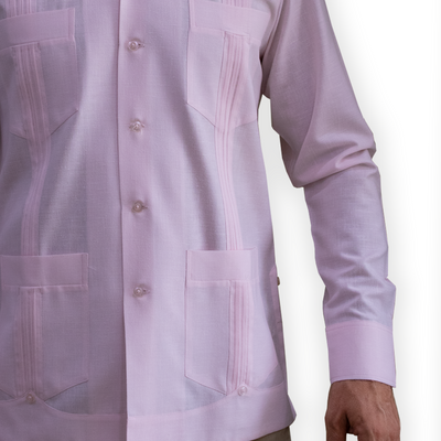 Pink guayabera long sleeve