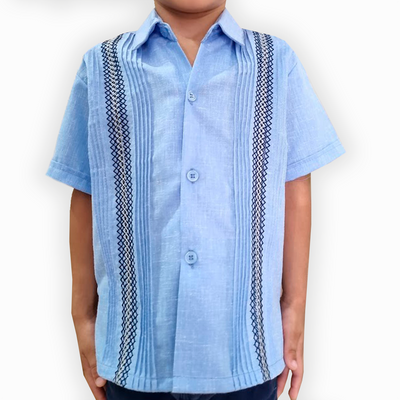 Blue guayabera shirt kids