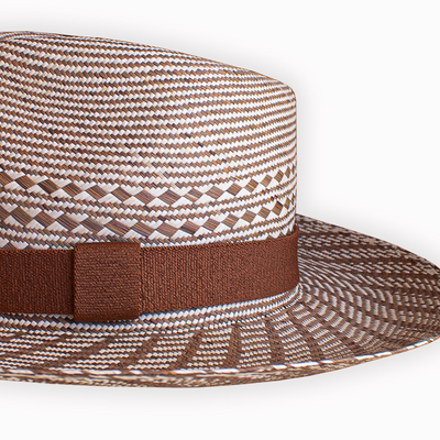 men's White and brown Jipijapa hat