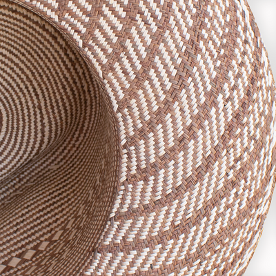 handmade White and brown Jipijapa hat