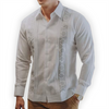 Grey embroidered white guayabera  shirt