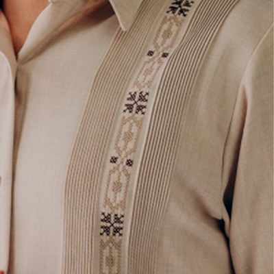 beige guayabera with embroidery