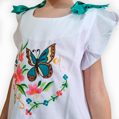 mexican Kids butterfly guayabera dress