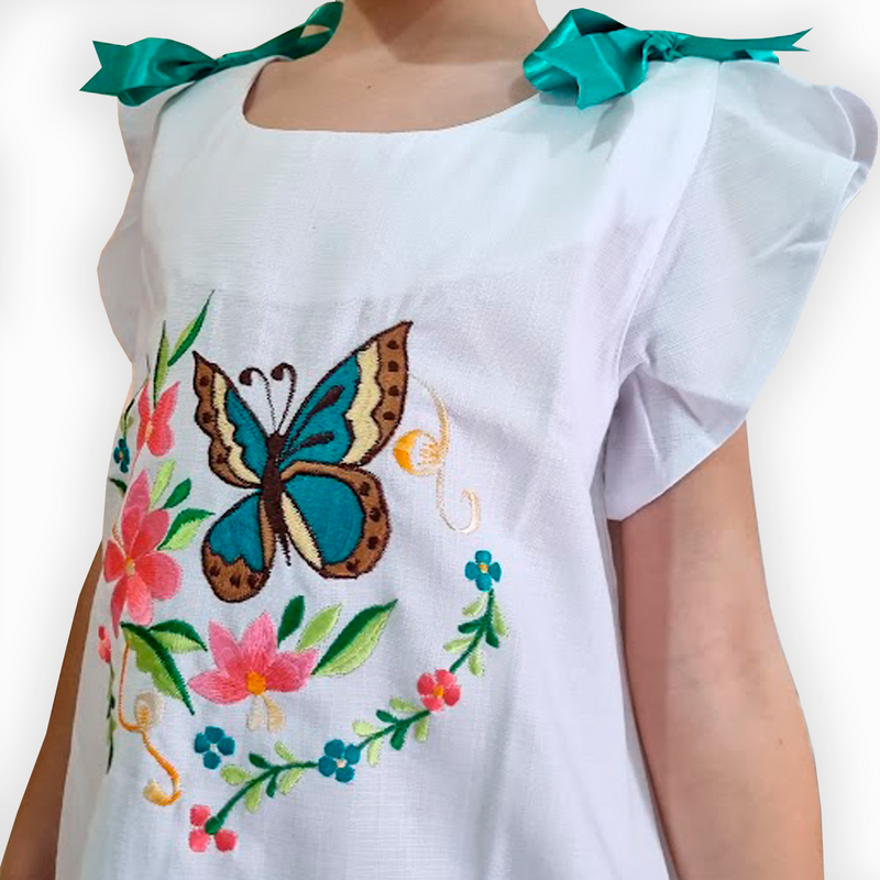 Kids butterfly guayabera dress