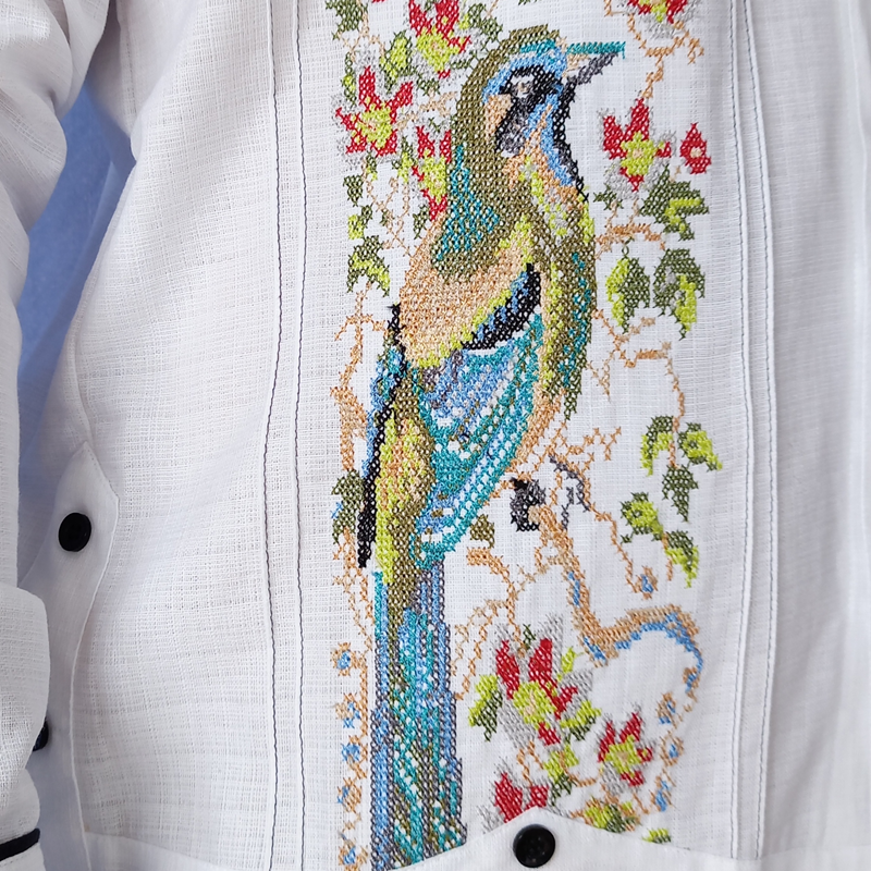 Birds Mexican Blouse Shirt Top Embroidered Flowers Chiapas Belt