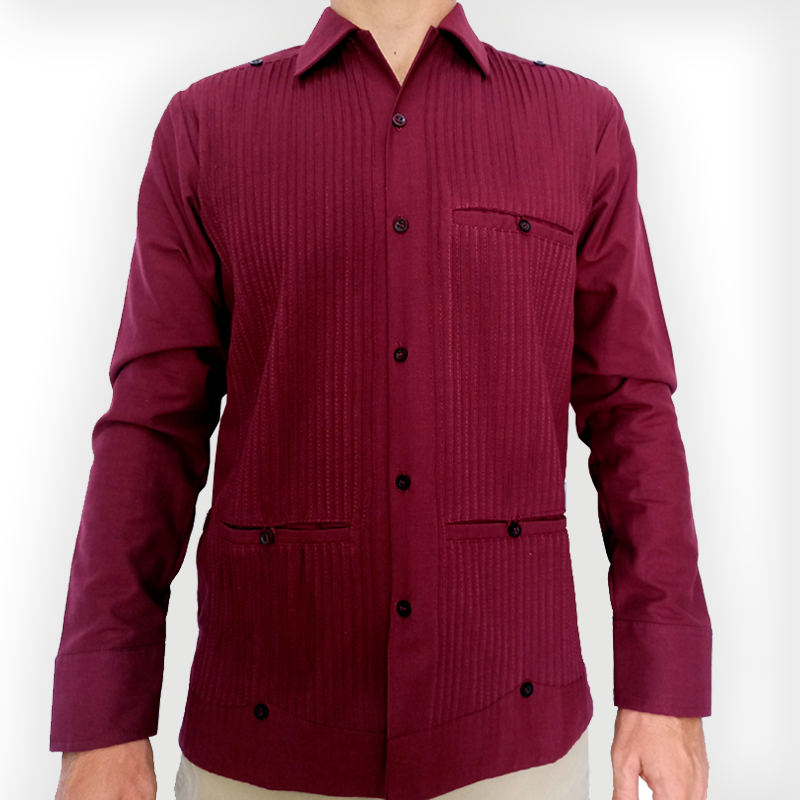 Burgundy guayabera