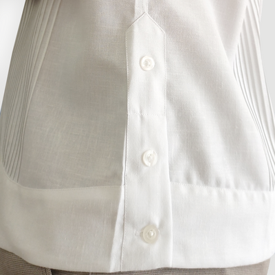 White linen guayabera shirt long sleeve